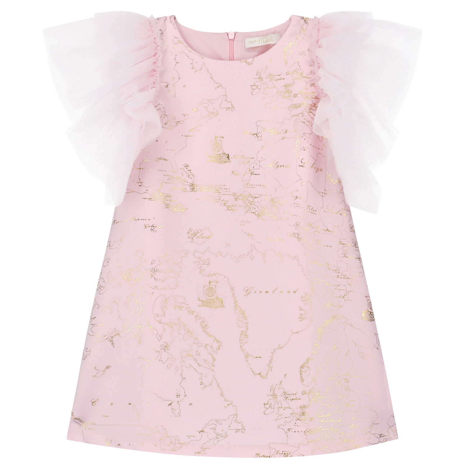 Girls Pink & Gold Geo Map Dress, 1, hi-res